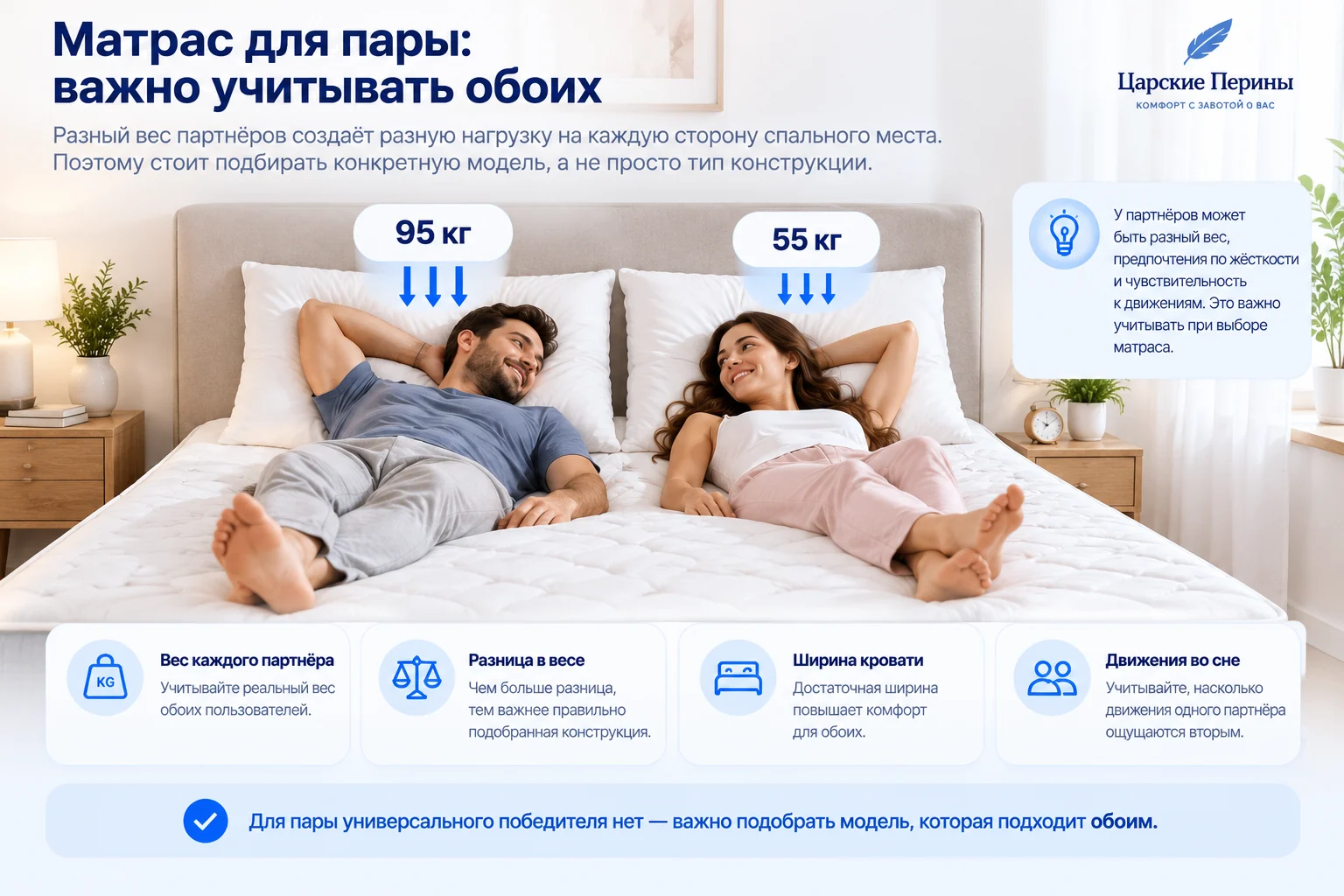 Матрас для пары &mdash; важно учитывать обоих