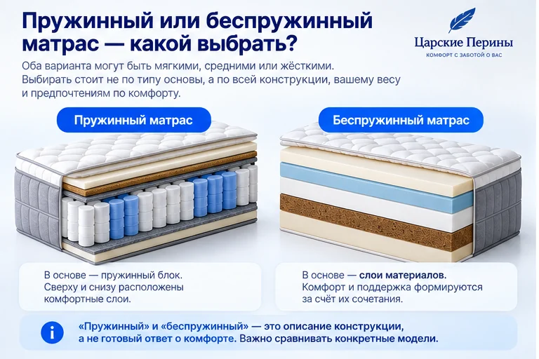 Пружинный или беспружинный матрас &mdash; какой выбрать
