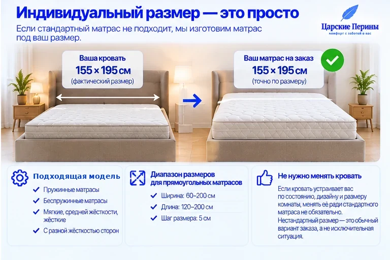 Индивидуальный размер матраса под размер кровати